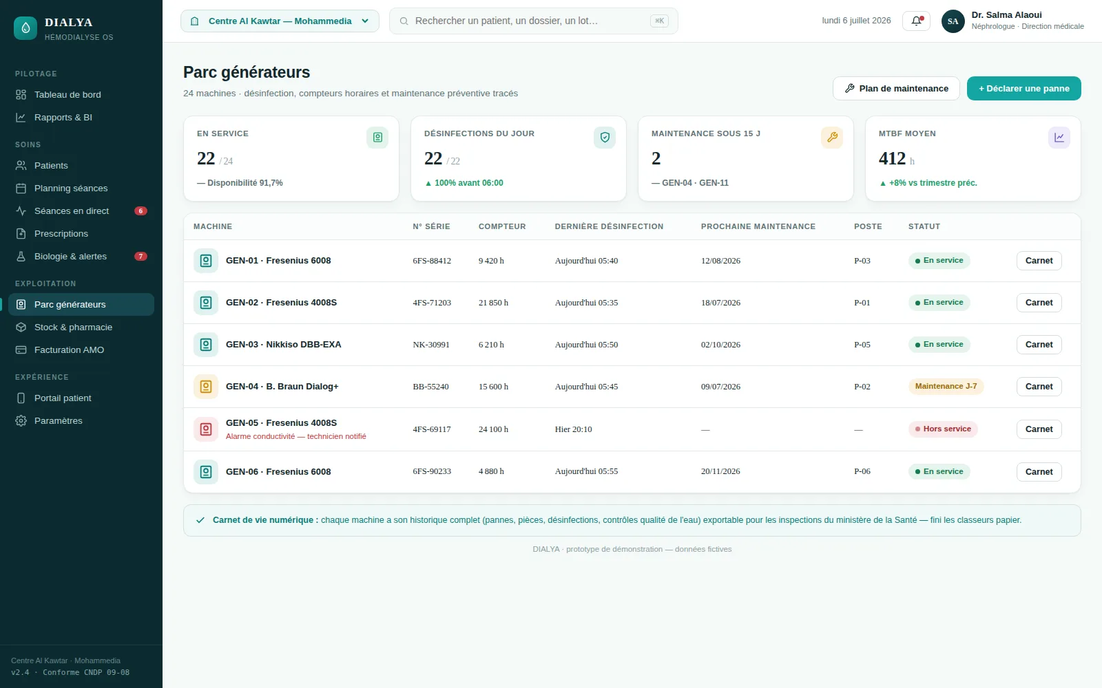 Aperçu du module Parc générateurs